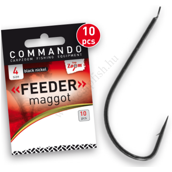 CarpZoom Commando Feeder Maggot horog  10 db/ csomag