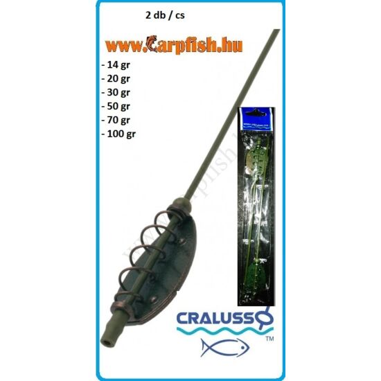 Cralusso Lapos Spirális Feeder kosár gubancgátló csővel (2 db/cs) 100 gr