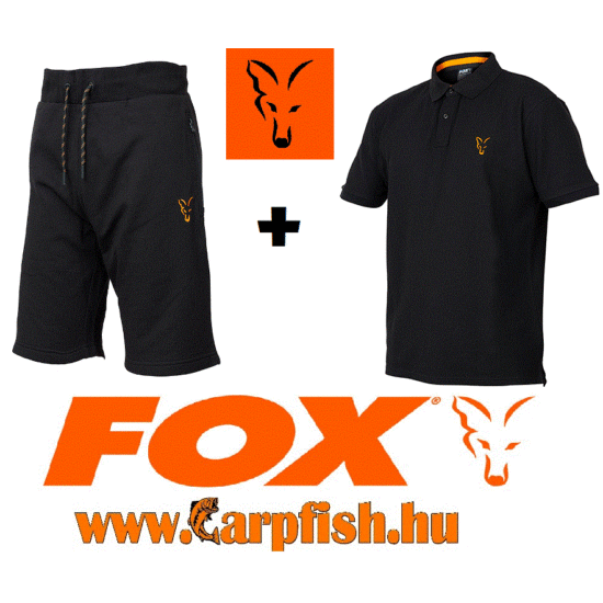 Fox Orange/Black Lightweight Rövidnadrág & Fox Black/Orange Polo Shirt   póló