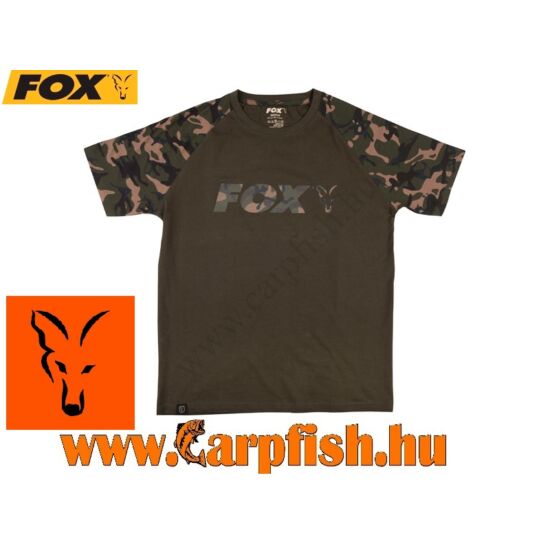 FOX Raglan Khaki/Camo Sleeves Póló